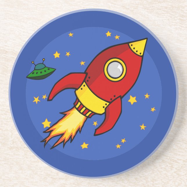 Posavasos Monstruo amarillo rojo del cohete (Frente)