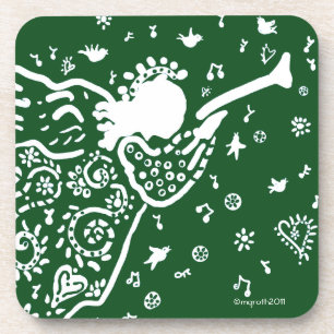 Posavasos Monstruo de ángel de trompeta verde