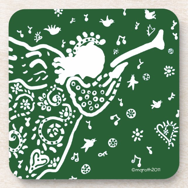 Posavasos Monstruo de ángel de trompeta verde (Frente)