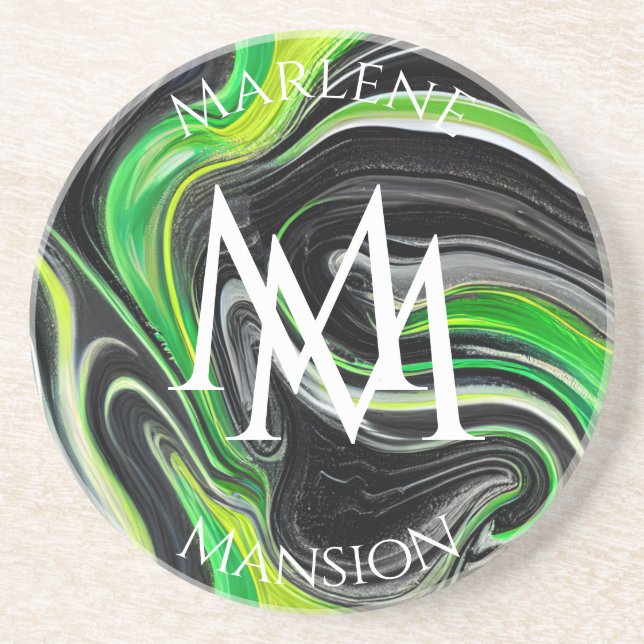 Posavasos Monstruo de arble textura verde y abrasivo negro (Frente)