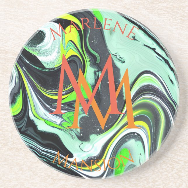 Posavasos Monstruo de arble textura verde y abrasivo negro (Frente)