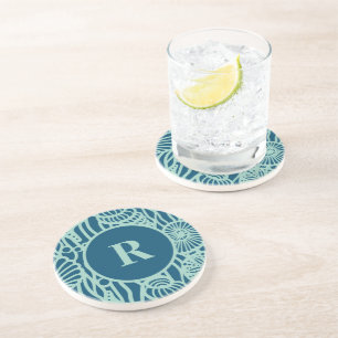 Posavasos Monstruo de arenisca del patrón Aqua Seashell