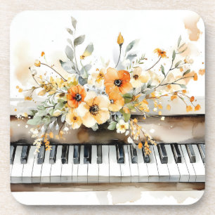 Posavasos Monstruo de bebidas de Piano Keys Golden Floral