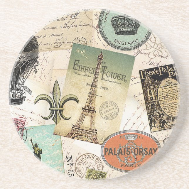 Posavasos Monstruo de collage de Viajes de época (Frente)