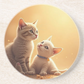 Posavasos Monstruo de la pareja de gatos