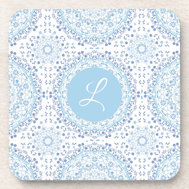 Posavasos Monstruo de Mandala azul de Lite (Frente)