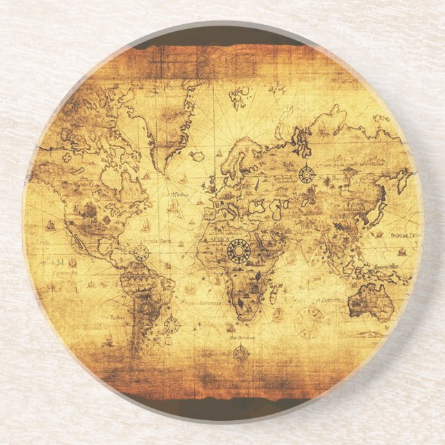 Posavasos Monstruo de mapas del mundo antiguo (Frente)