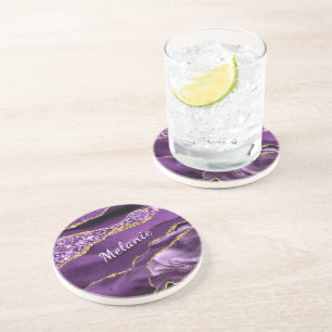 Posavasos Monstruo de nombres personalizados de mármol de Pu