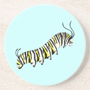 Posavasos Monstruo de oruga de oruga blanca y negra amarillo