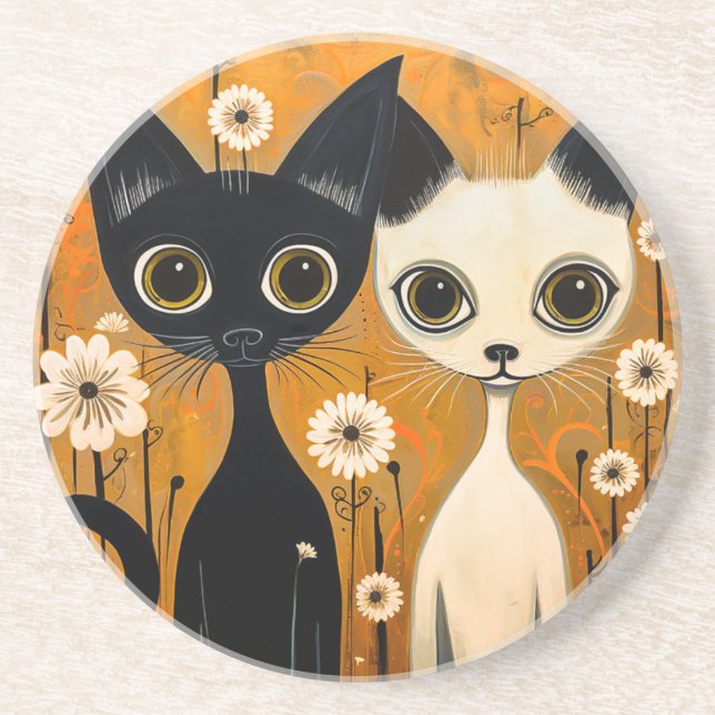 Posavasos Monstruo de piedra arenisca con tema de gato (Frente)