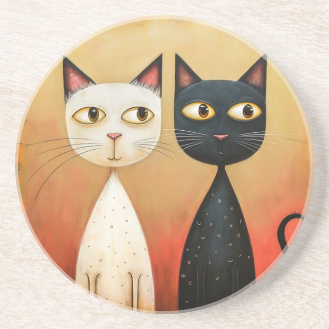 Posavasos Monstruo de piedra arenisca con tema de gato (Frente)