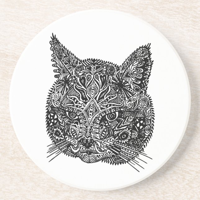 Posavasos Monstruo de piedra arenisca de cabeza de gato orna (Frente)