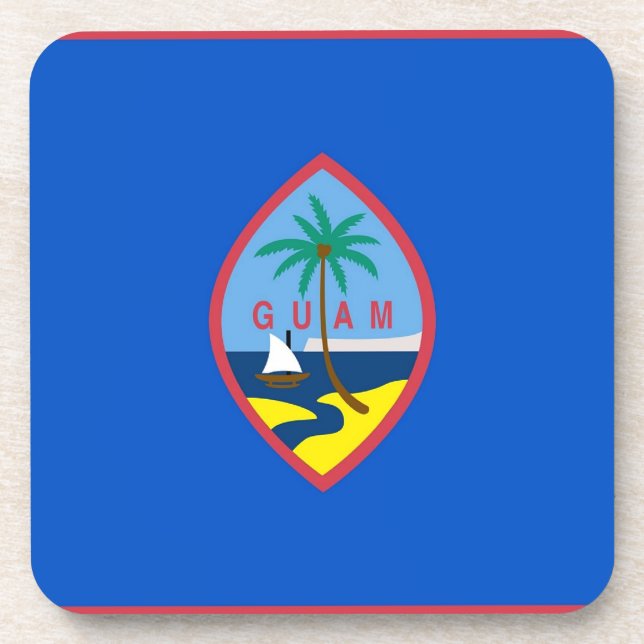 Posavasos Monstruo de plástico duro con bandera de Guam, Est (Frente)