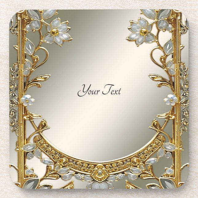 Posavasos Monstruo de plástico duro de floral blanca ornada  (Frente)