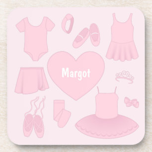 Posavasos Monstruo de ropa de ballet - Fondo rosa