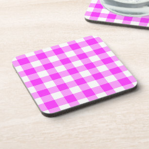 Posavasos Monstruo del patrón de Gingham rosa y blanco
