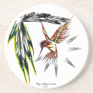 Posavasos Monstruo estilo tótem nativo del colibrí