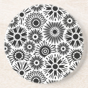 Posavasos Monstruo floral blanco y negro