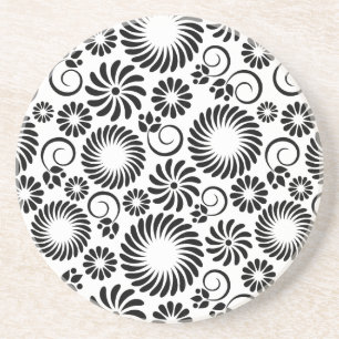 Posavasos Monstruo floral blanco y negro