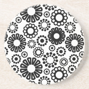 Posavasos Monstruo floral blanco y negro