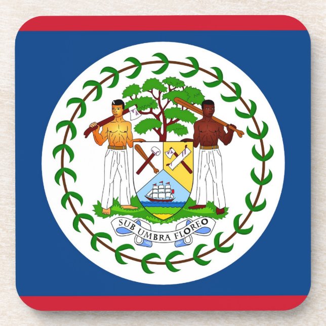 Posavasos Monstruo plástico duro con bandera de Belice (Frente)