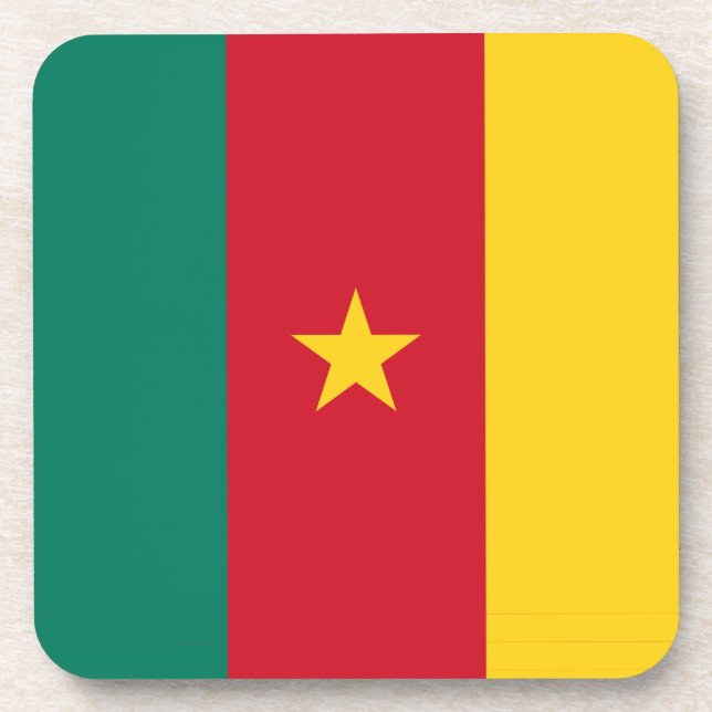 Posavasos Monstruo plástico duro con bandera de Camerún (Frente)