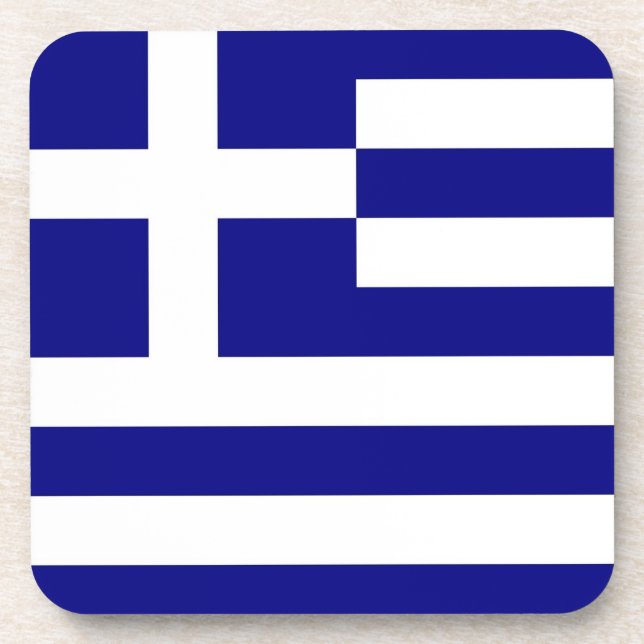 Posavasos Monstruo plástico duro con bandera de Grecia (Frente)
