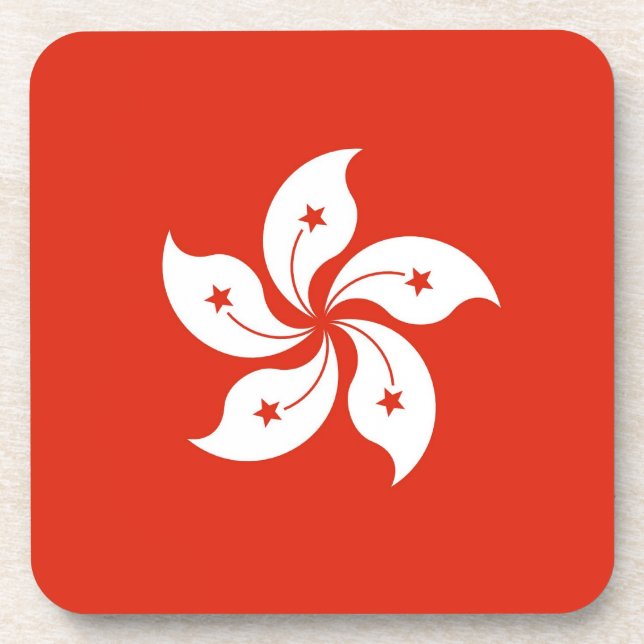 Posavasos Monstruo plástico duro con bandera de Hong Kong (Frente)