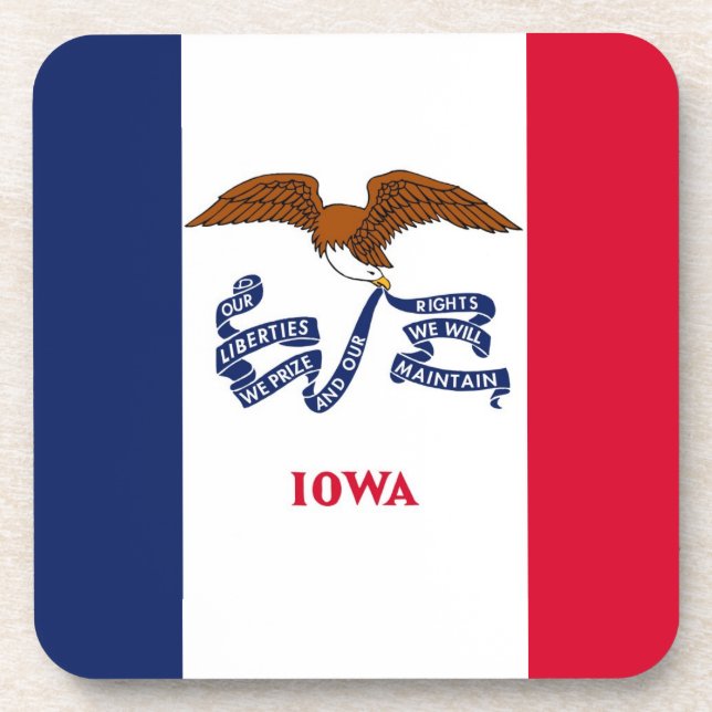 Posavasos Monstruo plástico duro con bandera de Iowa, EE. UU (Frente)