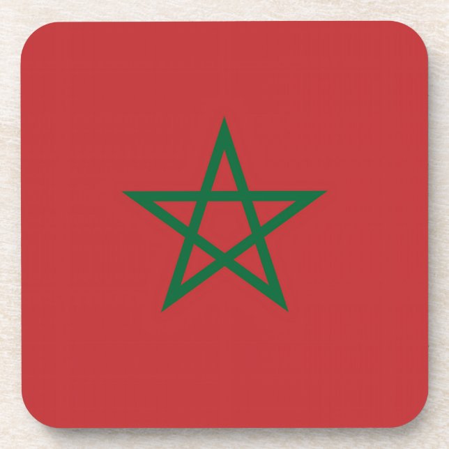 Posavasos Monstruo plástico duro con bandera de Marruecos (Frente)