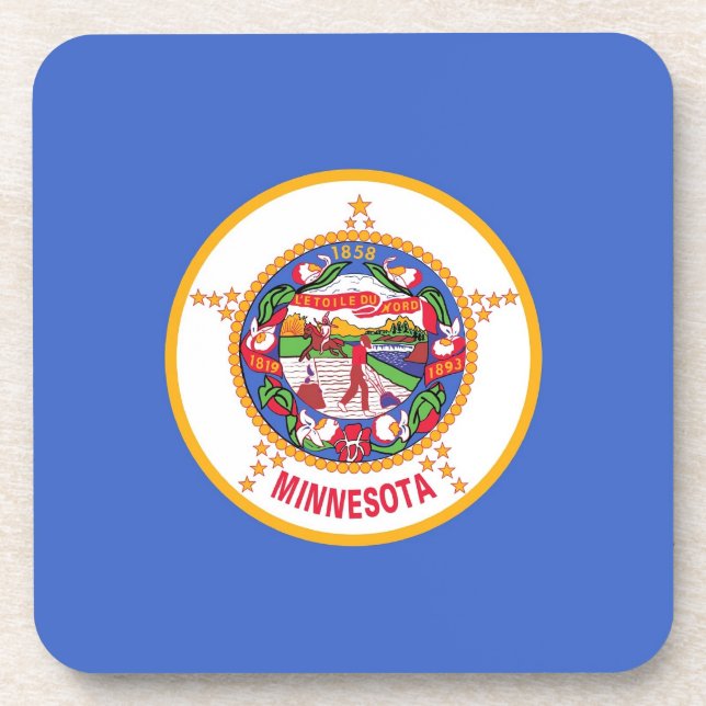 Posavasos Monstruo plástico duro con bandera de Minnesota (Frente)