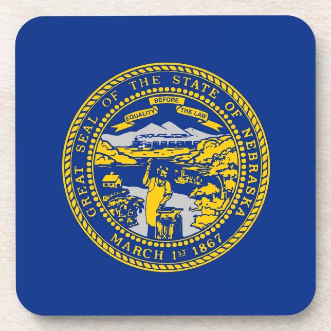 Posavasos Monstruo plástico duro con bandera de Nebraska (Frente)