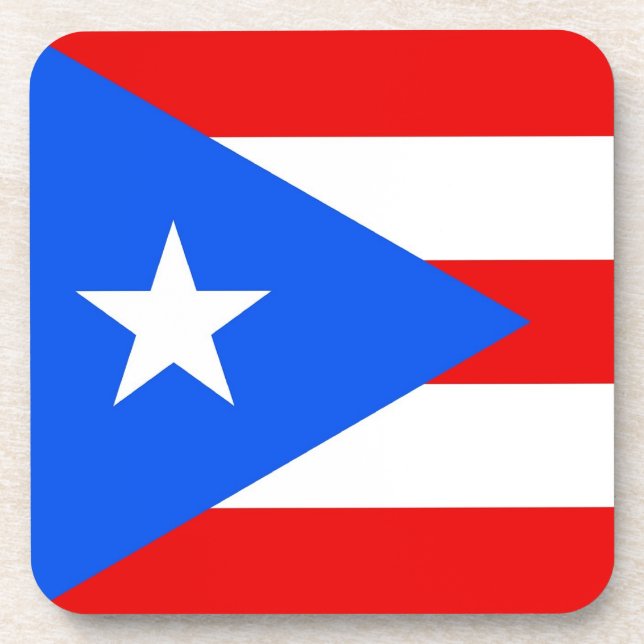 Posavasos Monstruo plástico duro con bandera de Puerto Rico, (Frente)