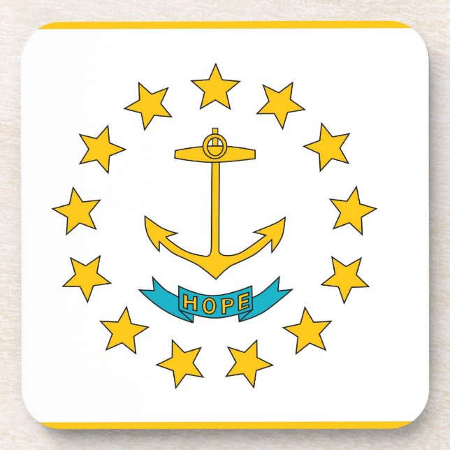 Posavasos Monstruo plástico duro con bandera de Rhode Island (Frente)