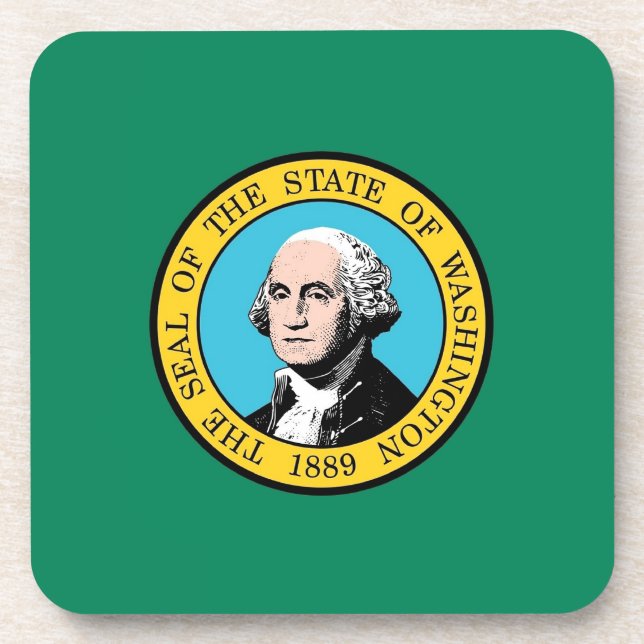 Posavasos Monstruo plástico duro con bandera de Washington (Frente)