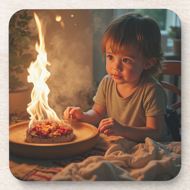 Posavasos Monstruo plástico duro con fondo de Acción de Grac (Frente)