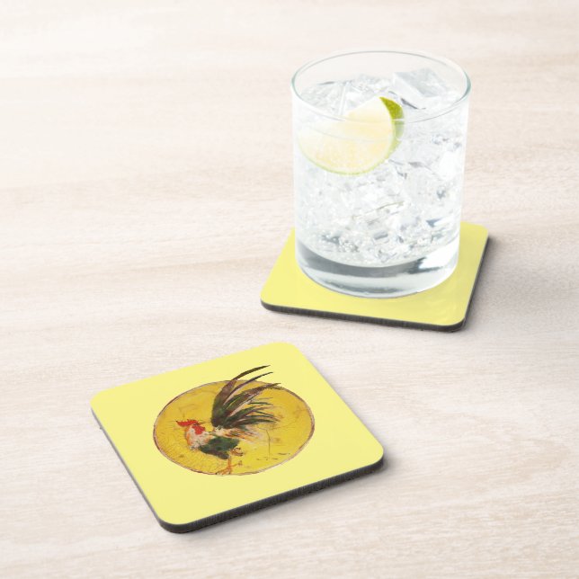 Posavasos Monstruo plástico - Rooster y Sol amarillo (Lado Derecho)
