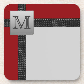 Posavasos Montaje de escayola gris negro monogramado (6)