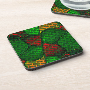 Posavasos Montaje de imágenes abstractas con ladrillo rojo y
