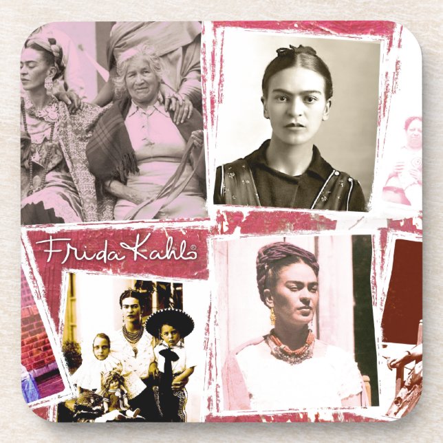 Posavasos Montaje fotográfico de Frida Kahlo (Frente)