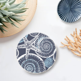 Posavasos Montaña blanca azul casera de estaño