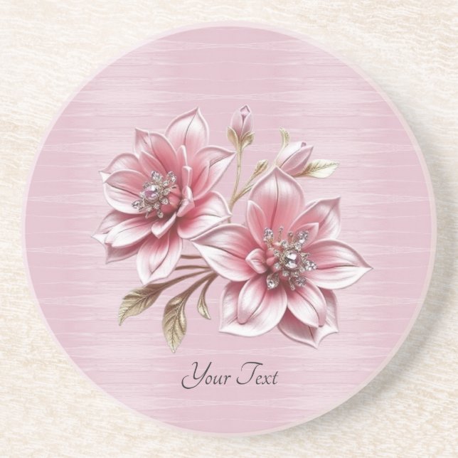 Posavasos Montaña de arenisca de flores rosadas modernas (Frente)