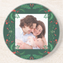 Posavasos Montaña de arenisca de marco floral festiva