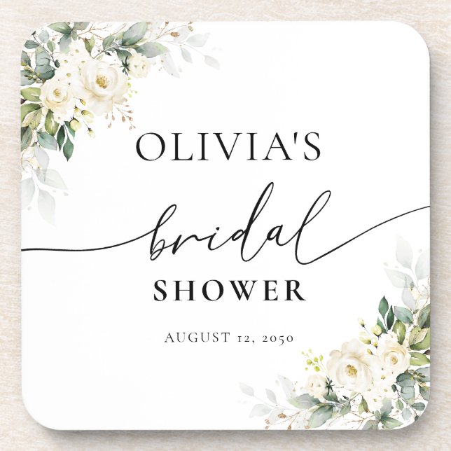 Posavasos Montaña de bebida floral de rosas blancas (Frente)