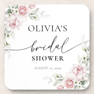 Posavasos Montaña de bebidas de la ducha de la novia con ros