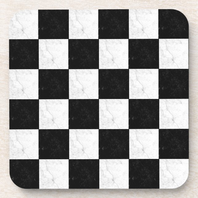 Posavasos Montaña de bebidas de mármol blanco y negro (Frente)