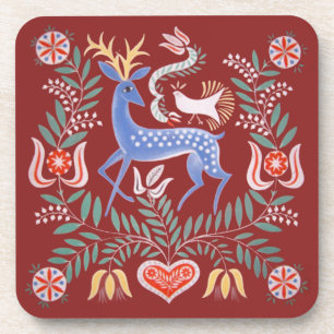Posavasos Montaña de bebidas de venado de arte folclórico hú