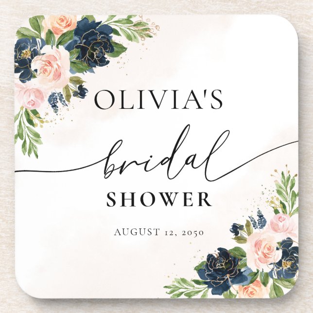 Posavasos Montaña de bebidas florales rosadas de la marina y (Frente)