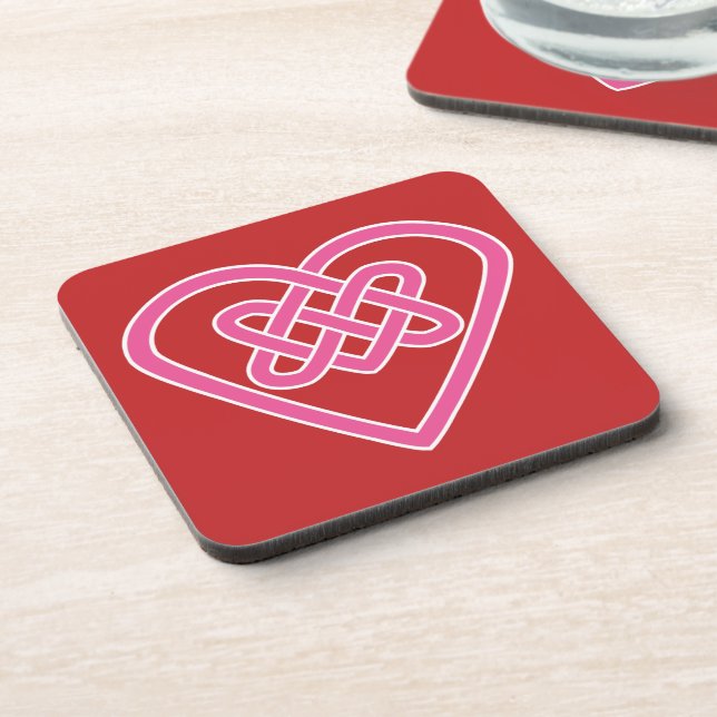Posavasos Montaña de bebidas rojas del corazón celta (Lado Izquierdo)