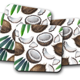 Posavasos Montaña de corcho de coco tropical | Cocoteros